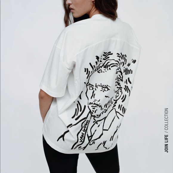 Zara | Tops | Zara Van Gogh Mona Lisa Top | Poshmark